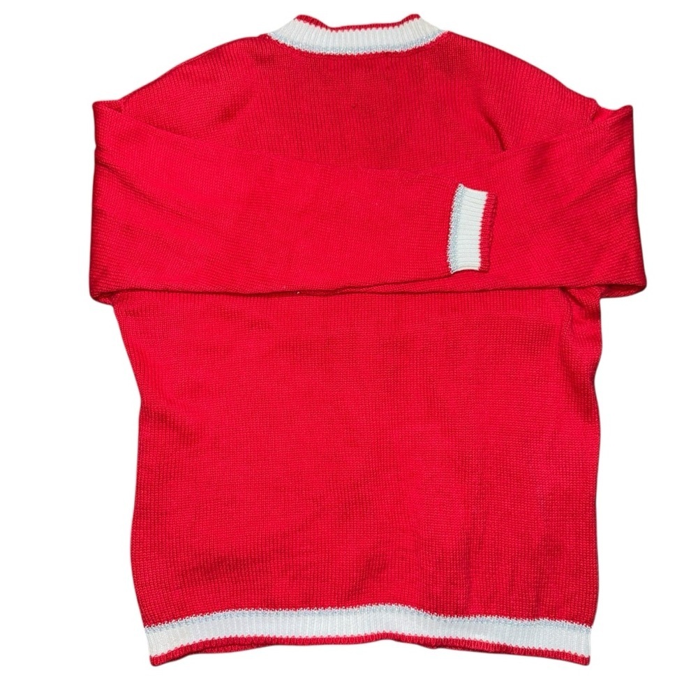 SK Wear Red Crest Cardigan Women’s Medium Varsity Style Jewel Button Sweater - Picture 3 of 8